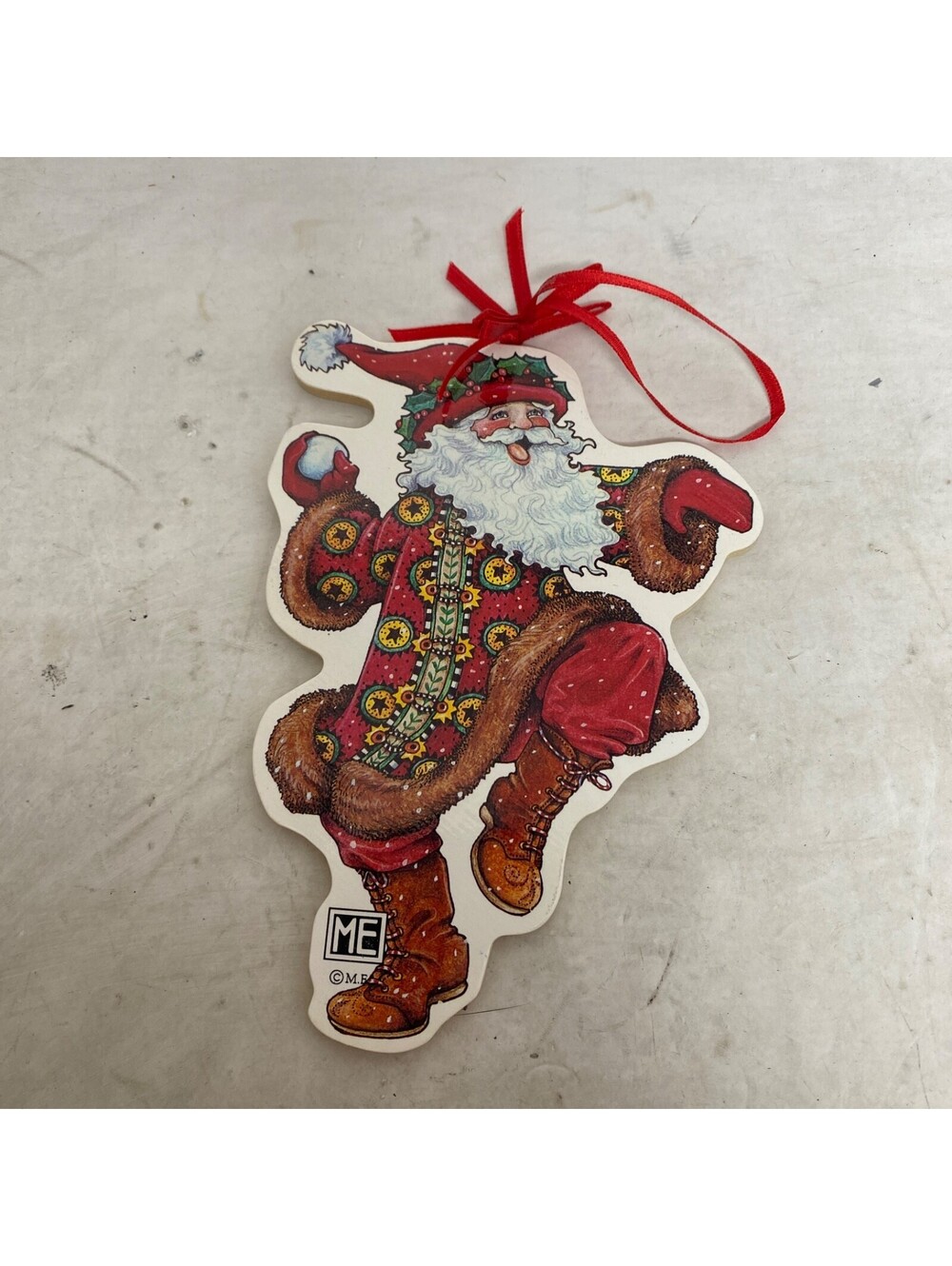 mary engelbreit cardboard ornament Santa Claus Christmas